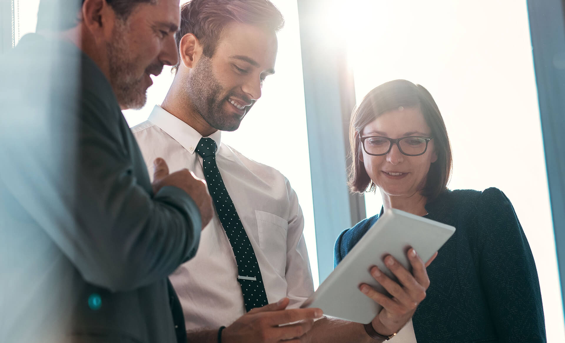 Business people reviewing document