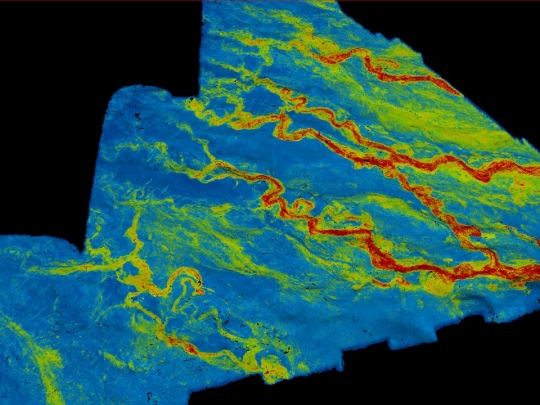 3D Seismic amplitude extraction of the Tertiary sedimentary interval showing channels offshore Mozambique